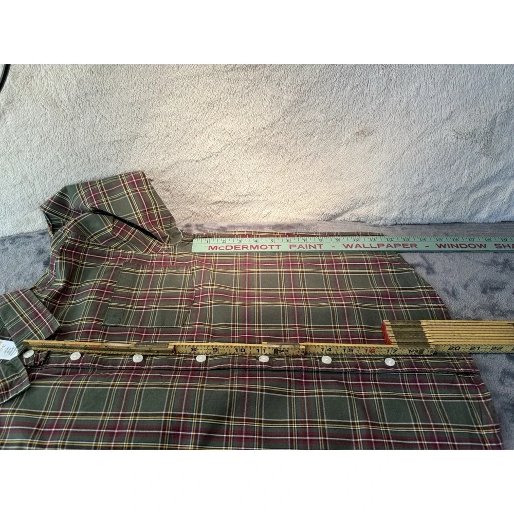 Gymboree Boys Sz M 7/8‎ Shirt Green Plaid Button Up Woven 100% Cotton Preppy